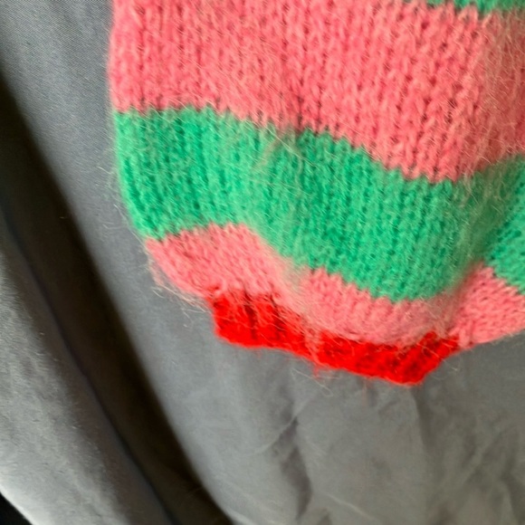 Gold & Silver: Pink & Green Crew Neck Floral Design Sweater- One size fits most - Picture 14 of 16